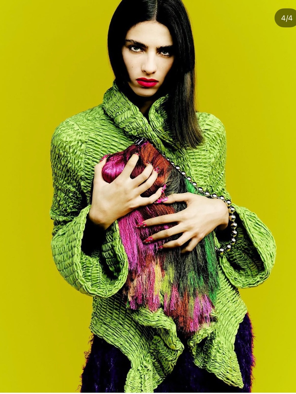 Dries Van Noten Green Shirred Ruffled Satin Jacket Large Runway 22 Spring Summer